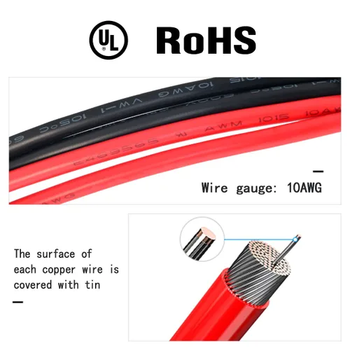 Vista 3 de ELFCULB Cable Conector SAE, 10AWG 1FT 2 Pines Conector Rápido SAE Enchufe de Desconexión para Panel Solar Carro Motocicleta (Paquete de 2)