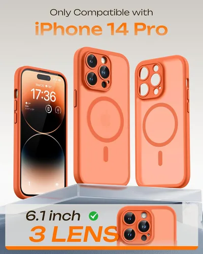Vista 354 de TOCOL Funda magnética 3 en 1 para iPhone 15 Pro, mejorada [protección completa de cámara] con 2 protectores de pantalla, compatible con MagSafe Gris