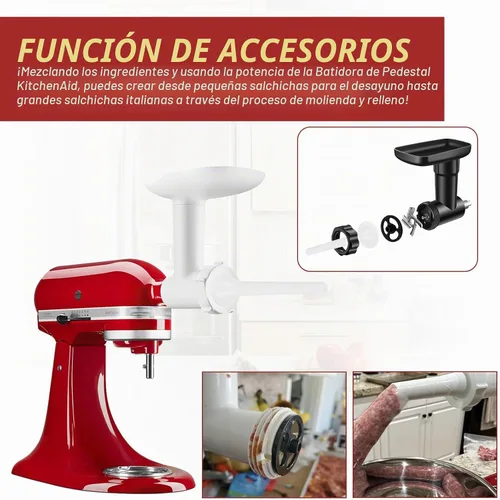 Vista 3 de Kit de tubo de relleno de salchichas para picadora de carne KitchenAid FGA