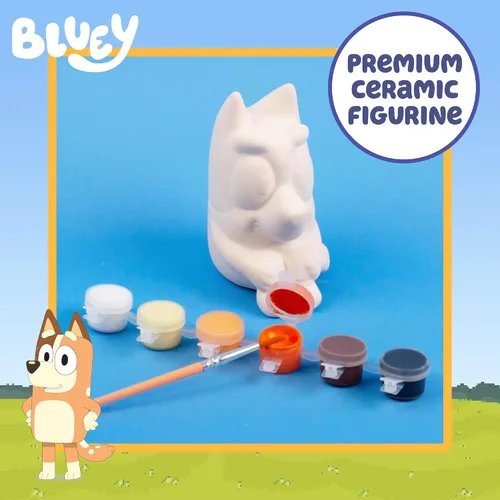 Vista 2 de Figurita de Bingo para Pintar Bluey, Figurita de Bingo de Cerámica para Pintar, Incluye 6 Pinturas Acrílicas, Pincel, Juguetes Bluey, Adornos