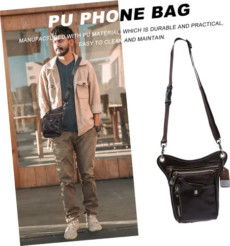 Vista 7 de BESPORTBLE 1 bolsa de pierna para hombre, bolsa deportiva para teléfono, bolsa para teléfono vintage, riñonera para hombre, funda de cuero