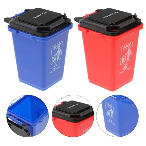 Vista 2 de Alipis 2 mini botes de basura y reciclaje en la acera, cubo de basura para bolígrafo, portavasos, brochas de maquillaje, organizador de escritorio