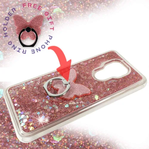 Vista 4 de Zase Moto G Play 2021 - Funda transparente con purpurina líquida compatible con Motorola G Play 2021 de 6.5 pulgadas, bonita funda protectora