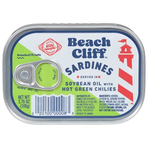 Vista 21 de Beach Cliff Sardinas Silvestres en Salsa Picante de Louisiana, lata de 3.75 oz - 14g de proteína por porción - Sin gluten, apto para dieta keto