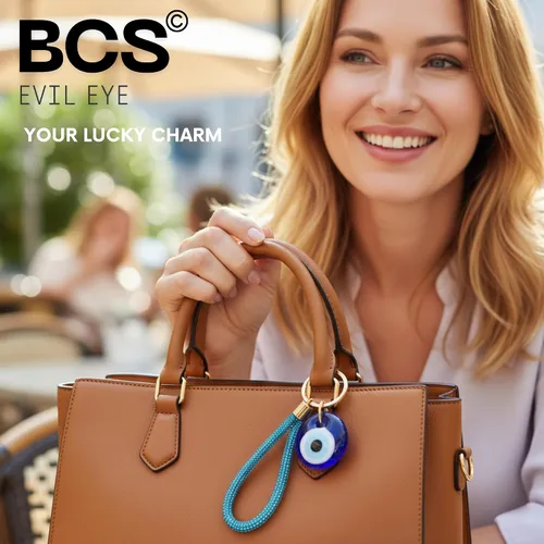 Vista 2 de BCS Evil Eye Keychain Bag Charm - Good Luck & Protection Amulet - Car Keyring Purse Accessories for Women