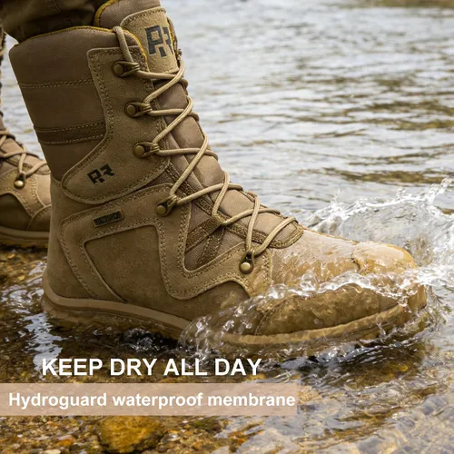 Vista 2 de ROCKROOSTER Colmar Botas de combate tácticas militares para hombre, 8 pulgadas, botas de motocicleta, botas de senderismo ligeras impermeables