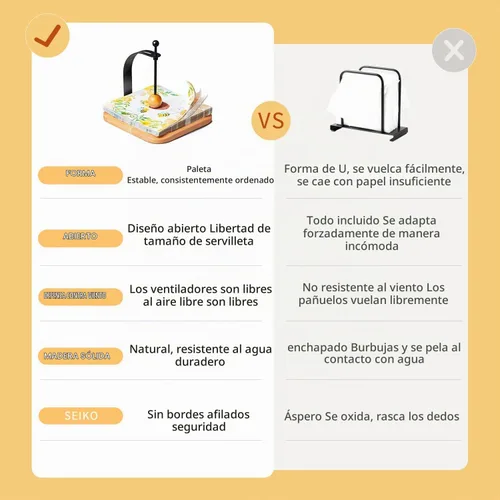 Vista 5 de Portaservilletas de Haya Norteamericana para Mesa - Portaservilletas de Cóctel de Madera Estilo Nórdico que se Ajusta a Servilletas de 5-7