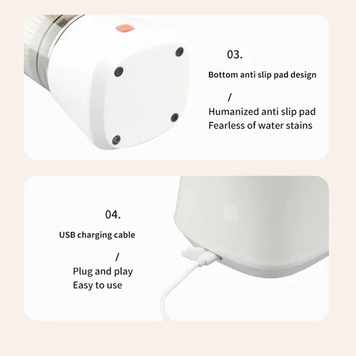 Vista 8 de Exprimidor eléctrico de cítricos, máquina exprimidora automática recargable inalámbrica, exprimidor de naranja con boquilla fácil de verter