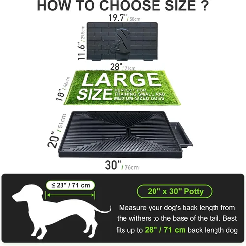 Vista 6 de Hompet Orinal para perros para interiores o porche, 2 almohadillas de entrenamiento de césped artificial con deflector de orina, reutilizable