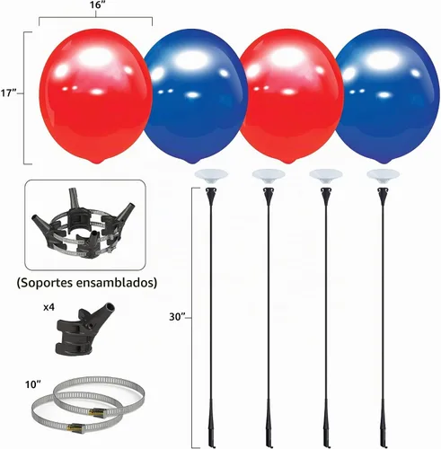 Vista 3 de BalloonBobber - Kit de 4 postes de luz de globos cosidos reutilizables resistentes a la intemperie, globos de plástico sin helio para exteriores