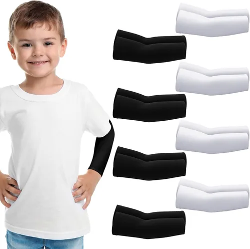 Vista 9 de Zhanmai 8 Pairs Kid Arm Sleeve Youth Breathable Elastic Compression Arm Sleeves for Basketball Football Volleyball Boy Girl