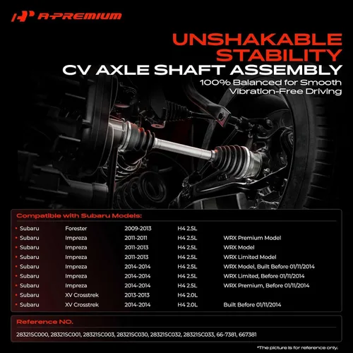 Vista 2 de A-Premium Par (2) Conjunto de eje delantero CV compatible con Subaru Impreza 2011-2014, Forester 2009-2013, XV Crosstrek 2013-2014, 2.0L 2.5L, lado