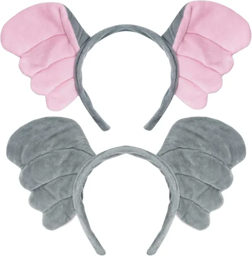 Vista 5 de Dxhycc Conjunto de disfraz de elefante gris, diadema con orejas de elefante, corbatín y cola de tutú para disfraz de animales, kit de disfraz