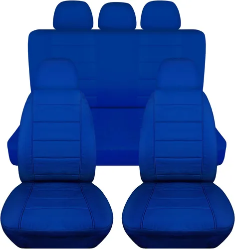 Vista 19 de Totally Covers Fundas de asiento de coche sólidas con 5 fundas (2 delanteras + 3 traseras) para reposacabezas: color negro, ajuste