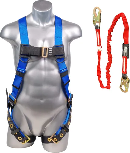 Vista 8 de Palmer Safety Arnés de cuerpo completo de ajuste de 5 puntos, anillo en D dorsal, patas con ojales e indicadores de caída Solo arnés