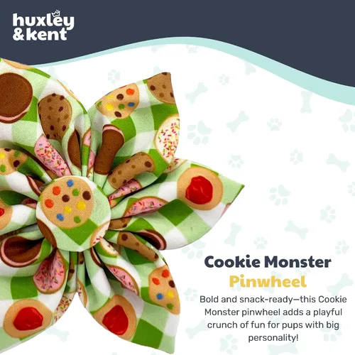 Vista 2 de Huxley & Kent Lazo de collar de molinete para perros y gatos, monstruo de galletas, pequeño