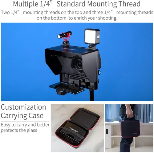 Vista 7 de FEELWORLD TP10 Teleprompter plegable portátil de 10" para tableta