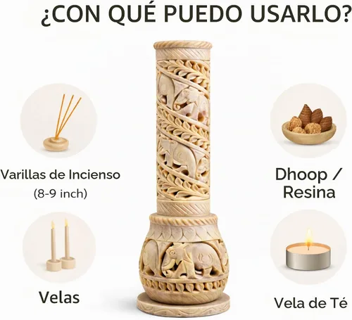 Vista 7 de Carry Me Soporte para varillas de incienso tallada a mano