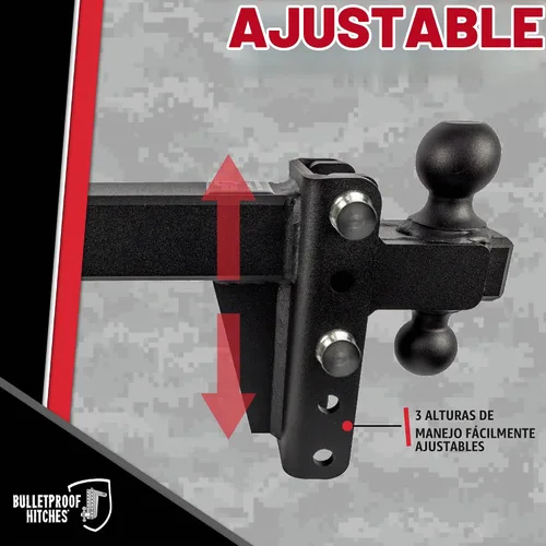 Vista 3 de BulletProof Hitches - Enganche de remolque ajustable resistente de 2.5 pulgadas (clasificación de 22,000 lb.) - Enganche de remolque