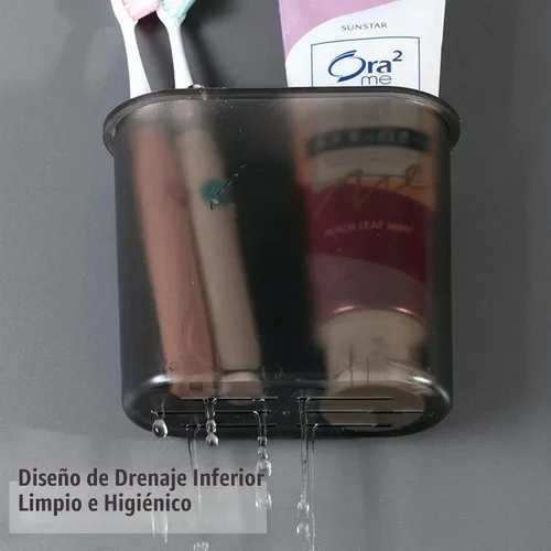 Vista 4 de Paquete de 2 soportes para cepillos de dientes montado en la pared, soporte autoadhesivo para cepillo de dientes para baño, cepillo de dientes Negro