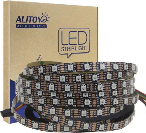 Vista 8 de ALITOVE Tira de luz LED direccionable WS2815 de 12 V mejorada WS2812B tira de luz LED de persecución de doble señal RGB programable LED de 16.4 pies