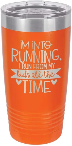 Vista 11 de Taza con texto en inglés "I RUN FROM MY KIDS 20oz Drink Tumbler with Straw », grabada con láser, taza de viaje con divertidas citas de Yeti Rambler