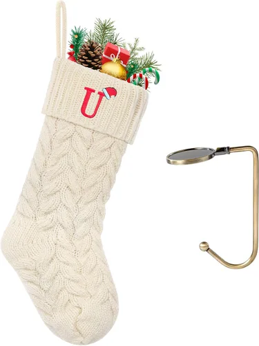 Vista 76 de Botas de Navidad personalizadas, iniciales personalizadas, 18 pulgadas, botas de Navidad tejidas con letras para colgar en la chimenea, botas