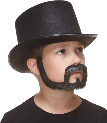 Vista 4 de Mustaches Barba falsa autoadhesiva para niños, novedosa, pequeño pelo facial falso, accesorio de disfraz para niños, color negro brillante