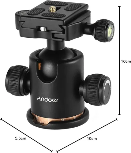 Vista 7 de Andoer cabezal de trípode, con rotación de 360 grados. Trípode para cámara con placa de liberación rápida y cabeza de bola, carga máxima de 8 kg