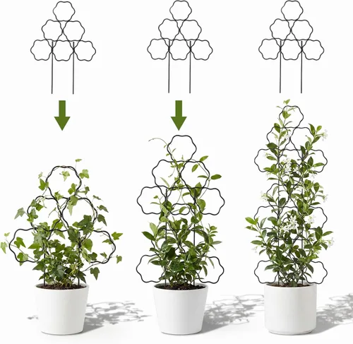 Vista 4 de ZOUTOG Paquete de 9 enrejados para plantas trepadoras al aire libre de 15 pulgadas, enrejado de jardín de metal inoxidable para plantas en maceta