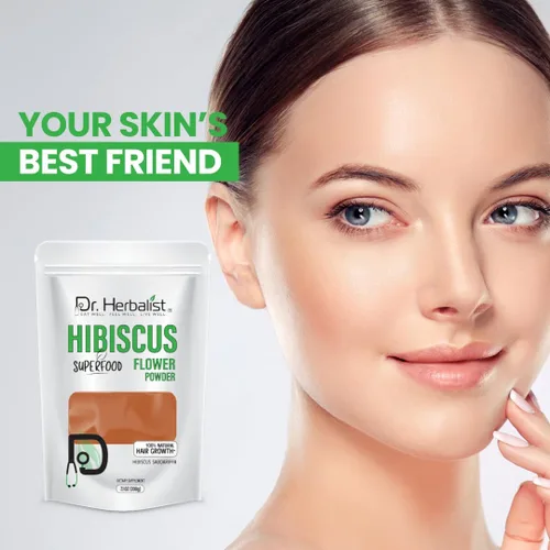 Vista 3 de Dr. HERBALIST Hibiscus Powder 7.05 oz - Polvo de flor de hibisco rosa sinensis puro - Té de hierbas y uso cosmético - Halal