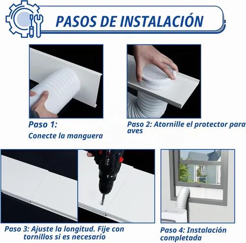 Vista 5 de Kit de ventana de aire acondicionado portátil para manguera de escape de 5 pulgadas de diámetro, paneles de sellado de ventana ajustables de 59