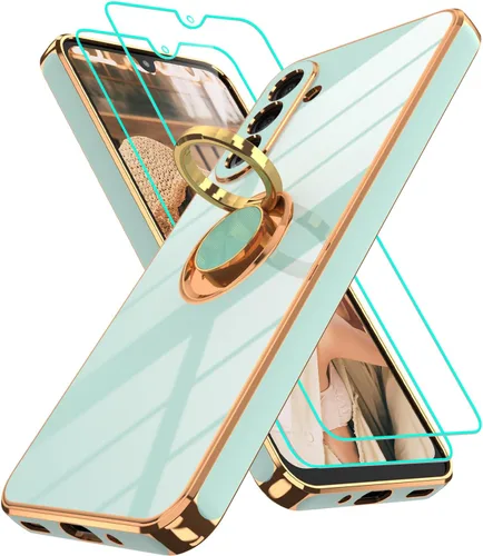 Vista 185 de Funda para Motorola Moto G 5G 2024: Funda Moto G Play 5G 2024 con 2 piezas de protectores de pantalla, soporte de anillo de rotación de 360°