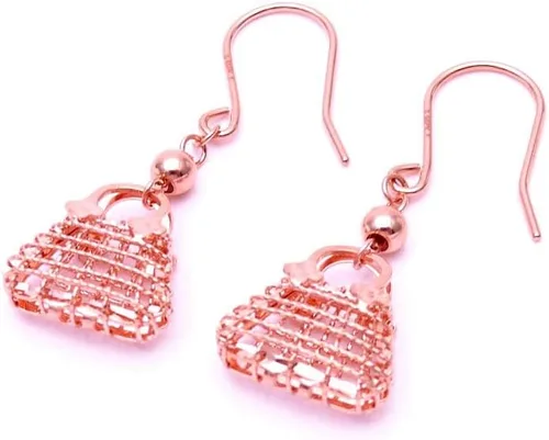 Vista 3 de SAGEKING 2024 New 585 Purple Gold Plated 14K Rose Gold Exquisite Line Geometric Earrings For Women Unique Charm Sparkling Luxury Party Jewelry