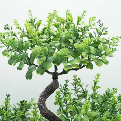 Vista 3 de Árbol bonsái falso, planta de pino de flor artificial, decoración de fiesta de Navidad, decoración del hogar, plantas falsas para decoración de Verde