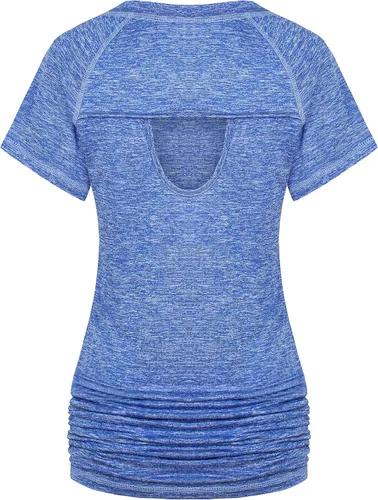 Vista 2 de Ninedaily Camiseta de entrenamiento para mujer, camiseta de yoga de manga corta, estilo casual