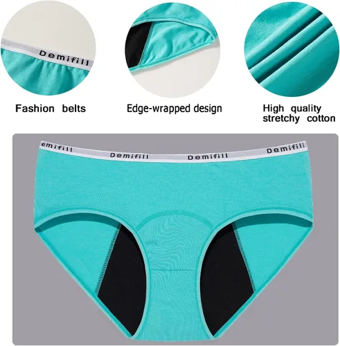 Vista 4 de Demifill Bragas de período para adolescentes y niñas, ropa interior suave para principiantes