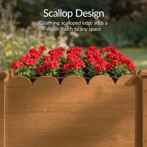 Vista 3 de Best Choice Products Cama de jardín elevada, diseño festoneado, soporte elevado de madera para patio trasero, patio, balcón con forro de cama, 48 x