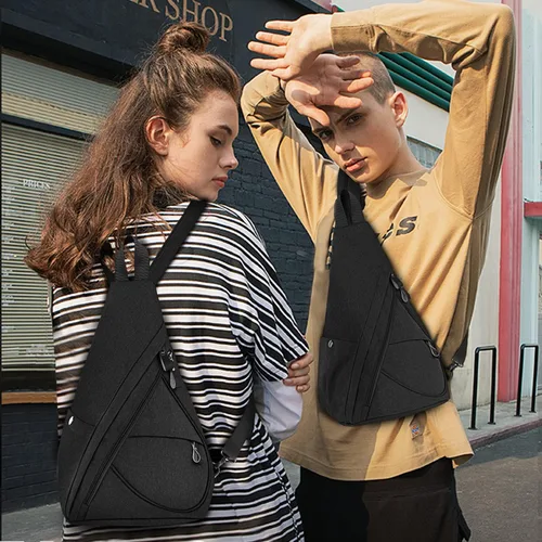 Vista 6 de Lovvento Bolso bandolera de lona para mujer, mochila cruzada pequeña para hombre, mochila casual para ciclismo, senderismo al aire libre