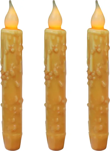 Vista 30 de CVHOMEDECO. Velas de cera real sumergidas a mano, funciona con pilas, temporizador, velas cónicas sin llama primitivas del país, 6-3/4 pulgadas