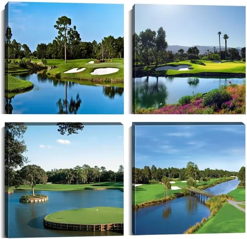 Vista 11 de Pankila Imágenes artísticas para pared de campo de golf, póster en lienzo impreso de golf de Estados Unidos, decoración de pared para sala de estar