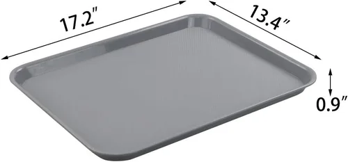 Vista 2 de Paquete de 6 bandejas redondas blancas para servir, bandeja de plástico para cafetería, color blanco
