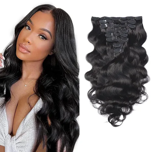 Vista 12 de Extensiones de cabello ondulado con clip, rizado natural, 100% cabello humano brasileño sin procesar, para mujeres negras (12 pulgadas)