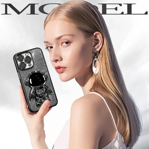 Vista 6 de Buleens Funda para iPhone 11 Pro Max Astronauta, Fundas Transparentes para iPhone 11 ProMax con Papel con Purpurina y Soporte de Astronauta, Mujeres