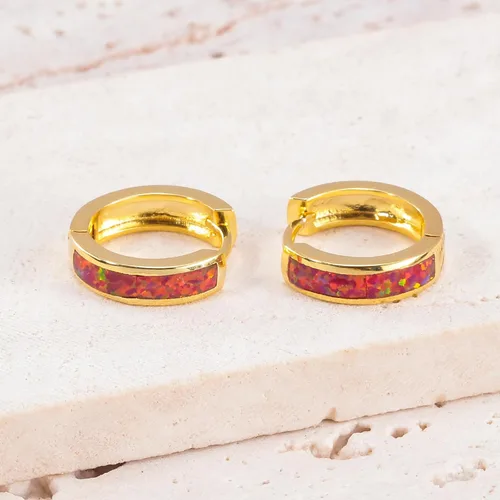 Vista 210 de CiNily Aretes Huggie de ópalo con bisagras, chapados en oro, hipoalergénicos, pequeños aretes de aro para mujeres, adolescentes, niñas, hombres