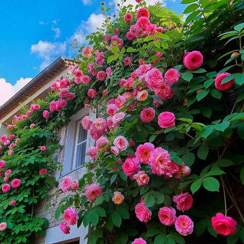 Vista 2 de Más de 150 semillas de rosas trepadoras rosas para plantar al aire libre, semillas de vid ornamentales, increíbles flores trepadoras, crecimiento