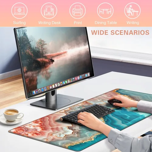 Vista 6 de Alfombrilla de Escritorio, Alfombrilla de Mouse Gaming Grande XXL 35.4×15.7 pulgadas, Alfombrilla Extendida de Computadora Teclado Mouse Escritorio