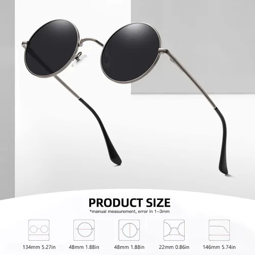 Vista 3 de MEETSUN Small Round Sunglasses Polarized for Men Women Retro Vintage Circle Hippie Sun Glasses UV400