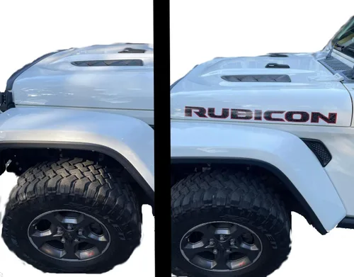 Vista 2 de Rubicon Hood Calcomanías Gráficas Adhesivos compatible con Jeep Wrangler y Gladiator JL/JT Rubicon (2018-2024) mapa topográfico Negro con Líneas