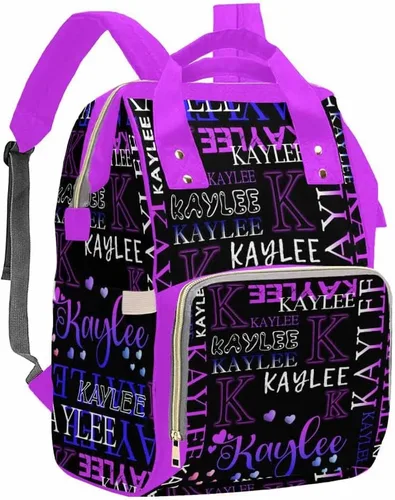 Vista 16 de Artsadd Bolsos para pañales personalizados con nombre, mochila monograma, regalos para baby shower, pattern 01, Tamaño único, Mochilas Daypack